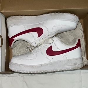 Women’s red and white Air Force 1’s
